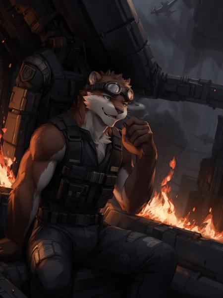 00748-379657044-furry otter, brown fur, pilot, sitting in cockpit, battle, wearing large flight goggles, transparent goggles, fire, smoke, bulle.png